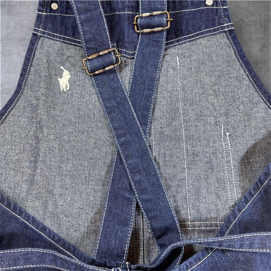 ラルフローレン　エプロン　デニム　インディゴ　濃紺　ポニー刺繍