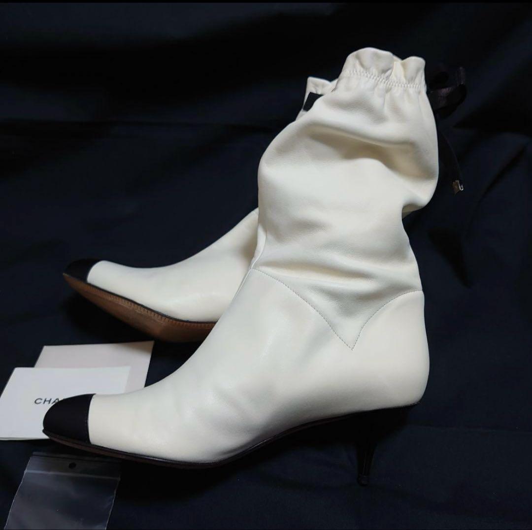 CHANEL シャネルリボンショートブーツ　38 美品