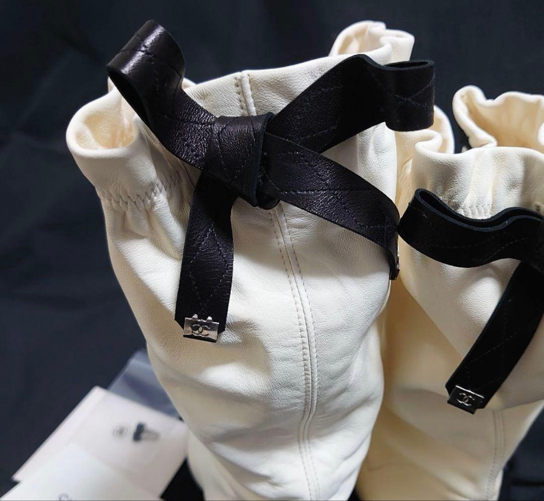 CHANEL シャネルリボンショートブーツ　38 美品
