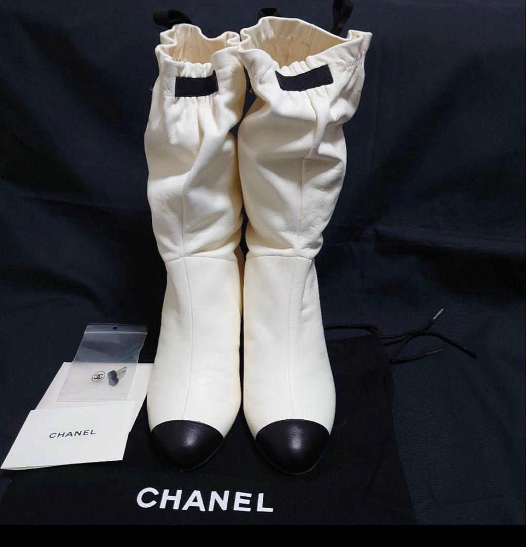 CHANEL シャネルリボンショートブーツ　38 美品