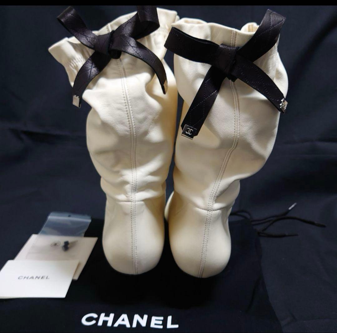 CHANEL シャネルリボンショートブーツ　38 美品