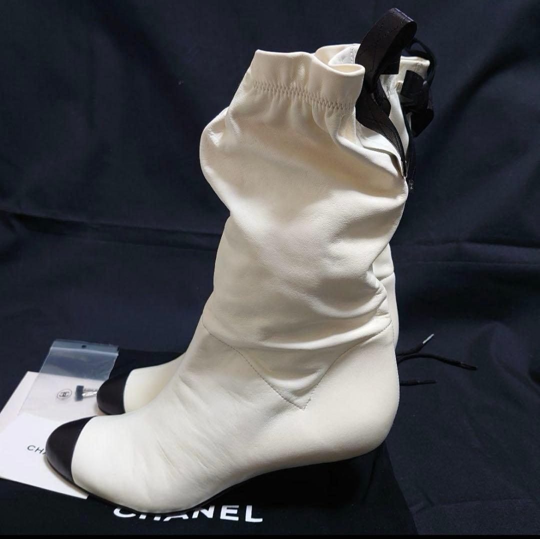 CHANEL シャネルリボンショートブーツ　38 美品
