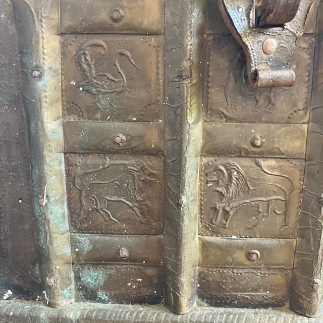アンティーク インド 真鍮 トランク チェスト 骨董 古道具 トレジャー
