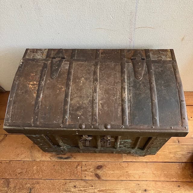 アンティーク インド 真鍮 トランク チェスト 骨董 古道具 トレジャー