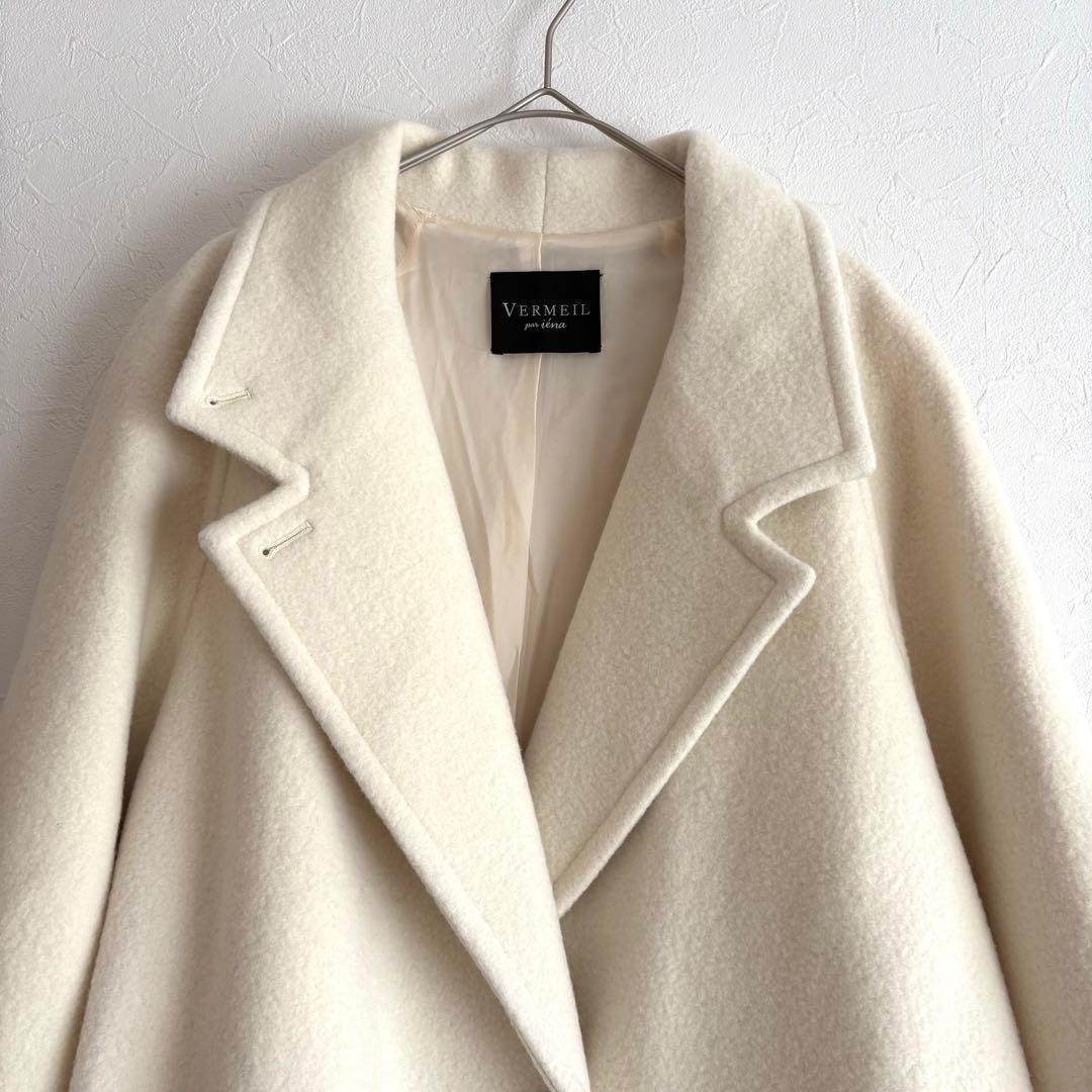 タグ付き未使用 VERMEIL par iena ウールパイルコート 白