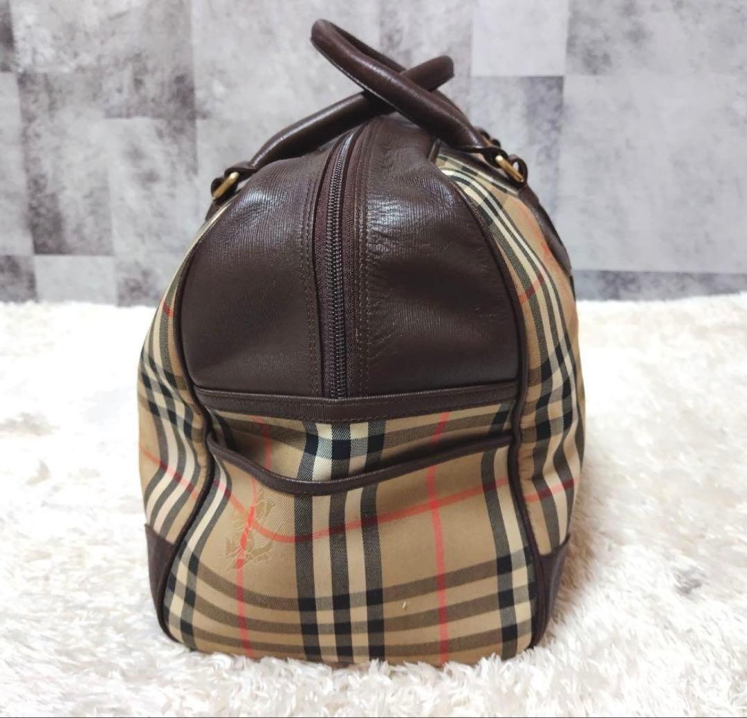 Burberry ボストンバッグ大容量 ノバチェック 旅行カバン シャドーホース