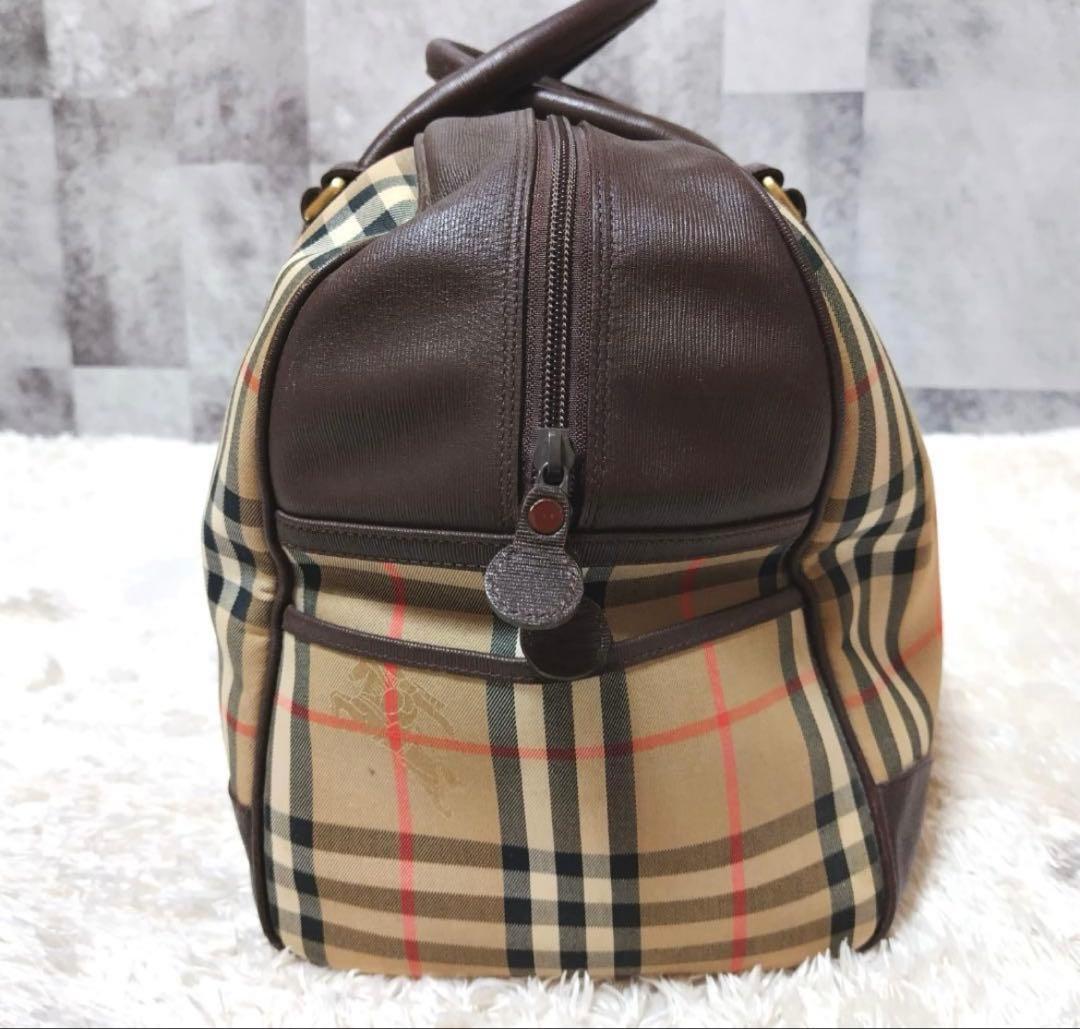 Burberry ボストンバッグ大容量 ノバチェック 旅行カバン シャドーホース