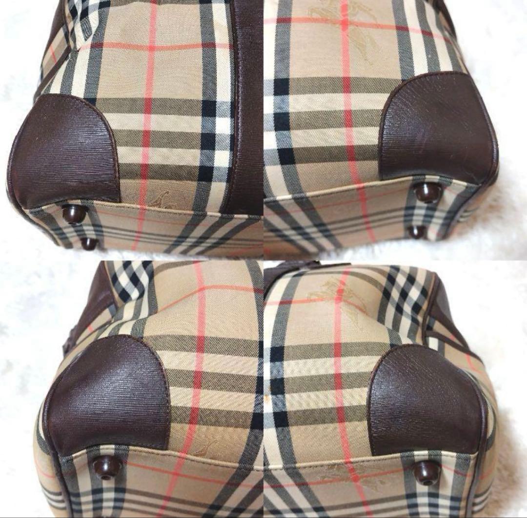 Burberry ボストンバッグ大容量 ノバチェック 旅行カバン シャドーホース