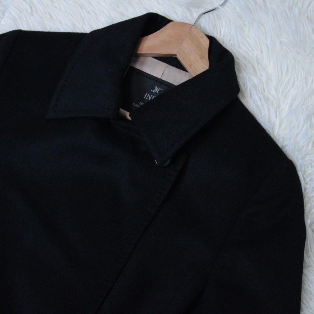 INED イネド カシミヤ100% 2WAY ラップコート 黒 9 冠婚葬祭