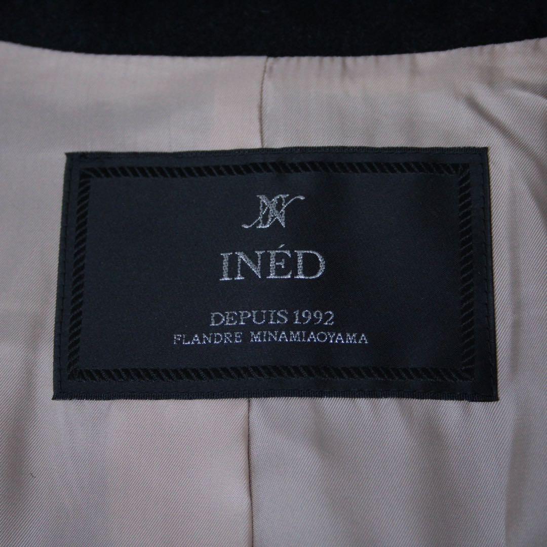 INED イネド カシミヤ100% 2WAY ラップコート 黒 9 冠婚葬祭