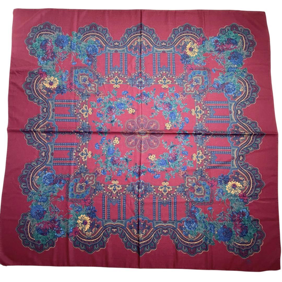 希少/美品✨エトロ 大判 ショール ストール ペイズリー ウール×シルク レッド