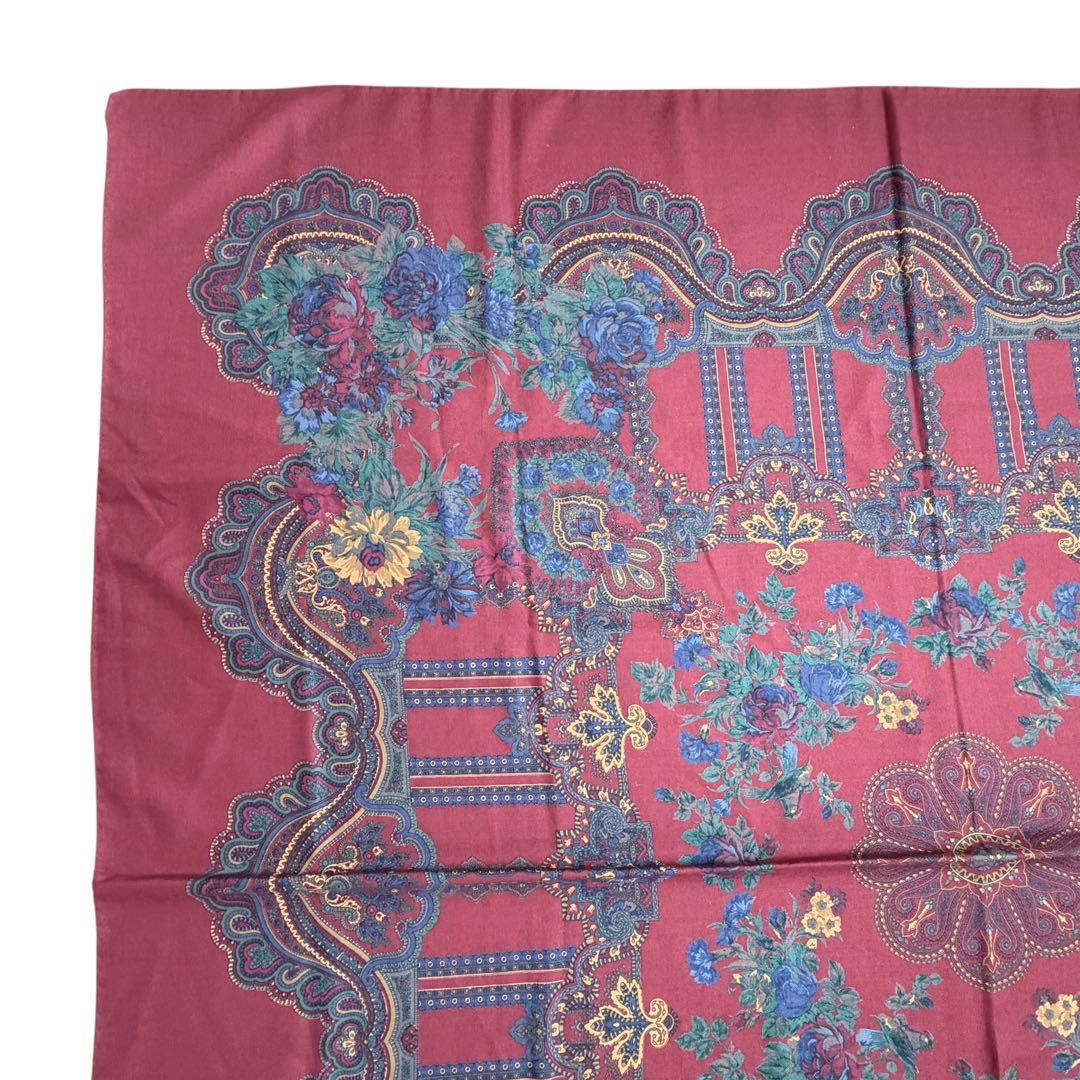 希少/美品✨エトロ 大判 ショール ストール ペイズリー ウール×シルク レッド