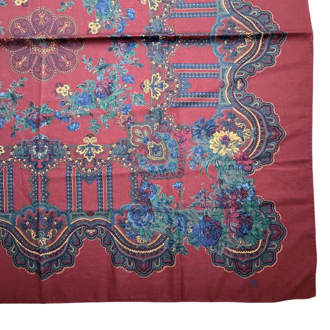 希少/美品✨エトロ 大判 ショール ストール ペイズリー ウール×シルク レッド