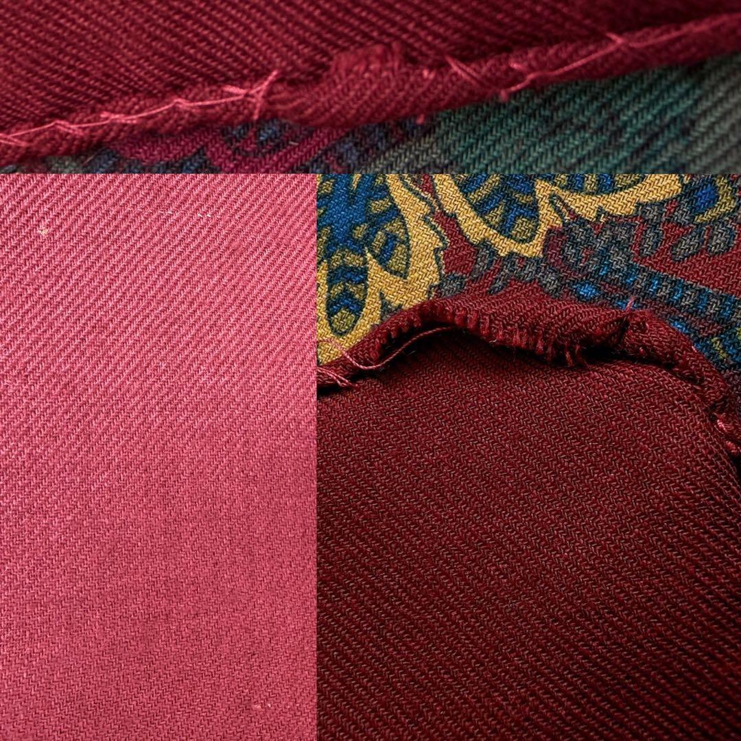 希少/美品✨エトロ 大判 ショール ストール ペイズリー ウール×シルク レッド