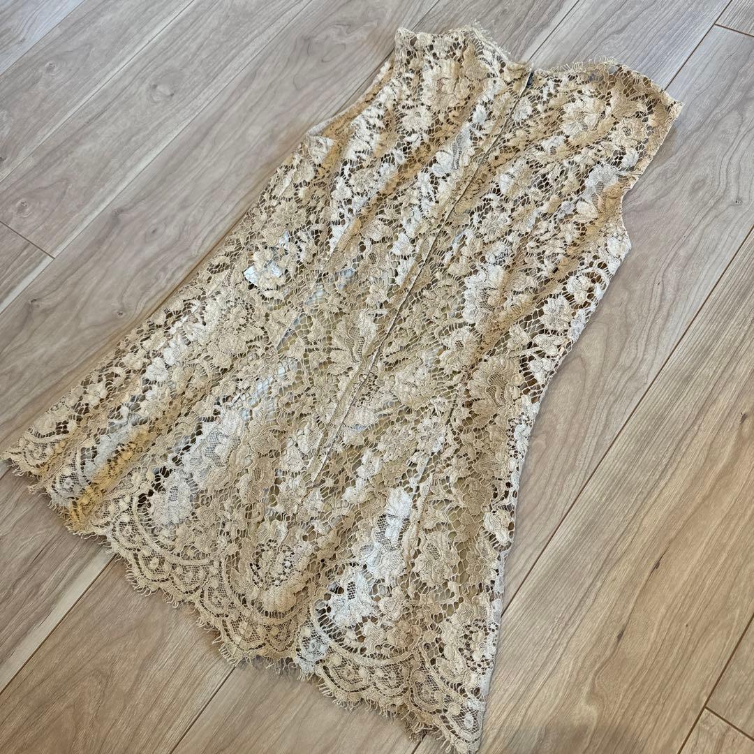 DOLCE & GABBANA ドルガバ 総レース ノースリーブ トップス L