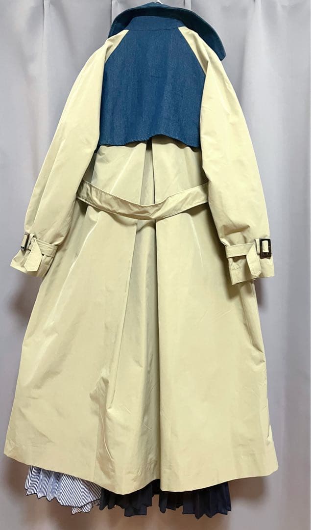 Thevon 異素材デニムリメイクデザインチェスターコート ゆったり トレンチ