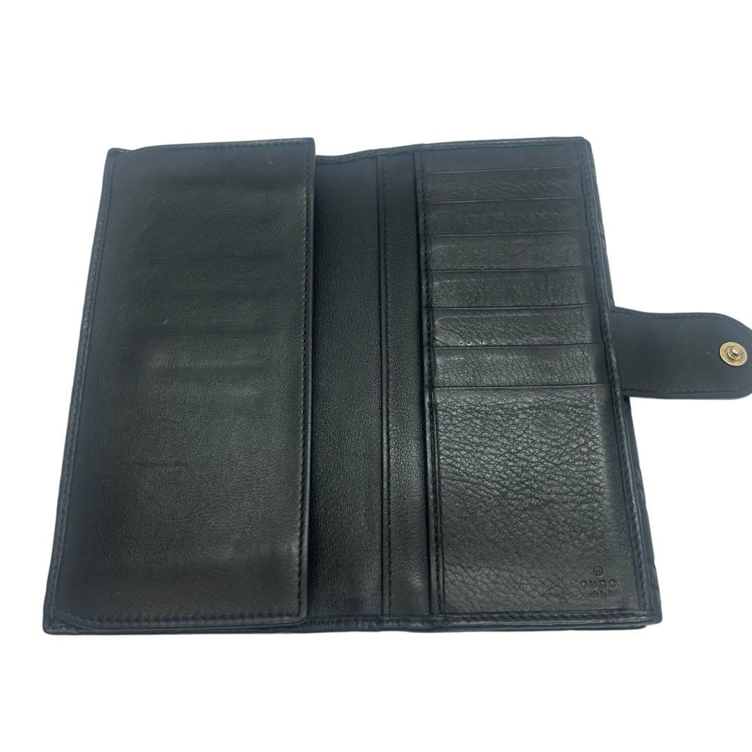 【美品】グッチ 長財布 グッチシマ ラブリーハート Wホック レザー ブラック