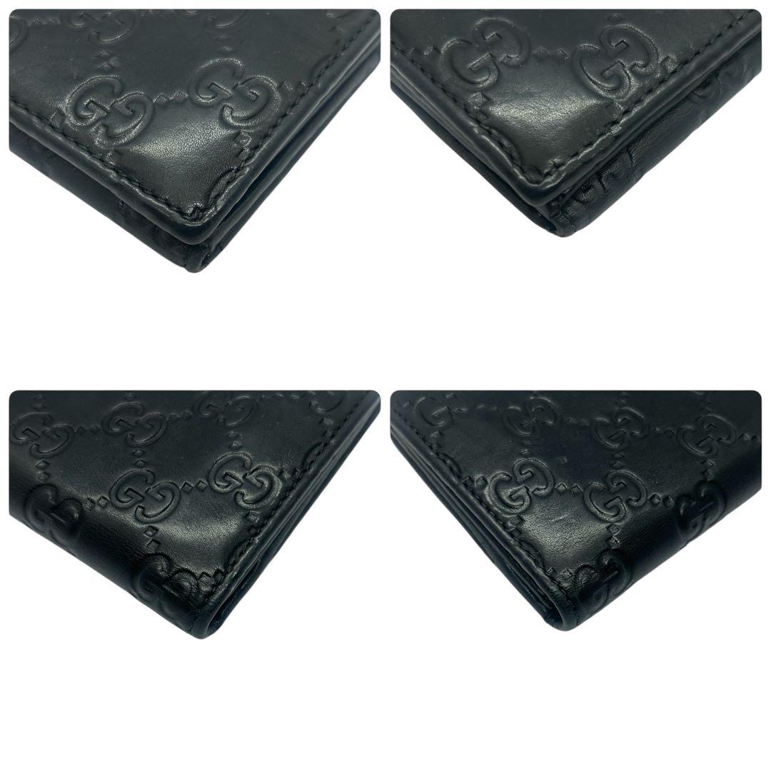 【美品】グッチ 長財布 グッチシマ ラブリーハート Wホック レザー ブラック