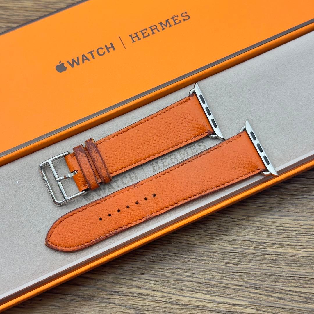2747 Apple Watch エルメス　オレンジ　エプソンフー　レザーバンド