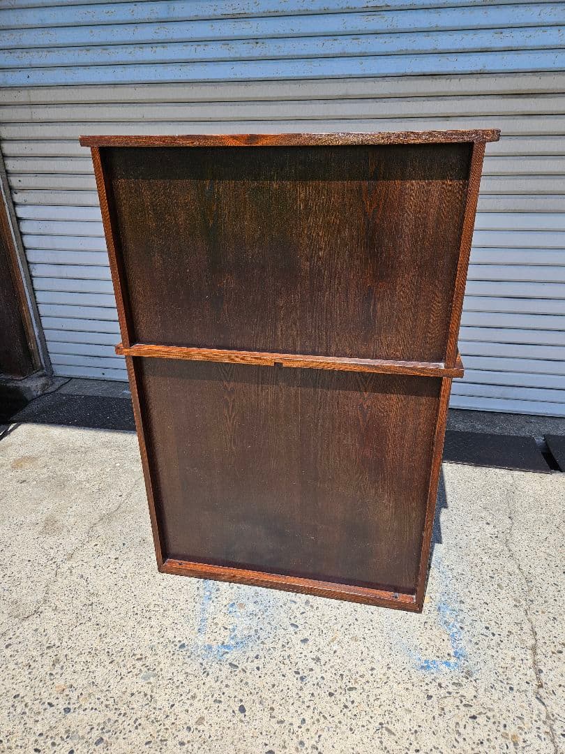 欅のガラスケース 飾り棚 キャビネット 無垢材 木製 ヴィンテージ レトロ