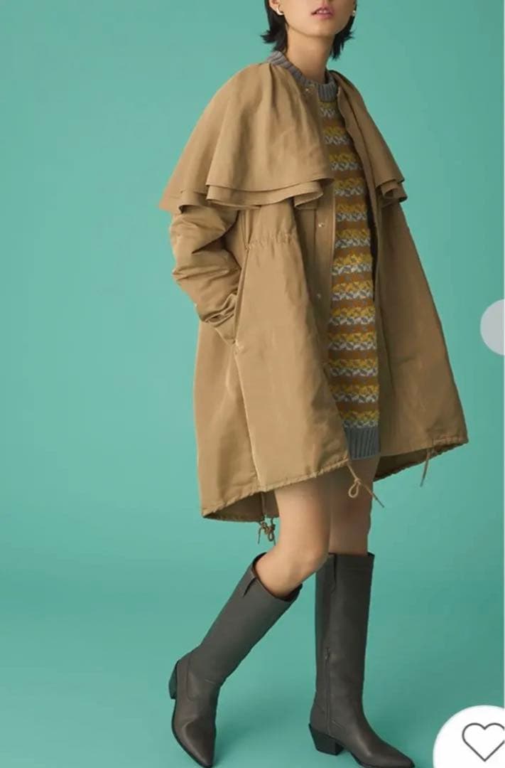 furfur♡ケープカラーモッズコート(ベスト型ライナー付き)