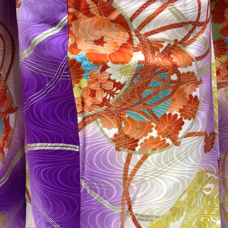 505ag15■七五三 七歳 女児 着物&袋帯&長襦袢 トール 鼓■状態良好