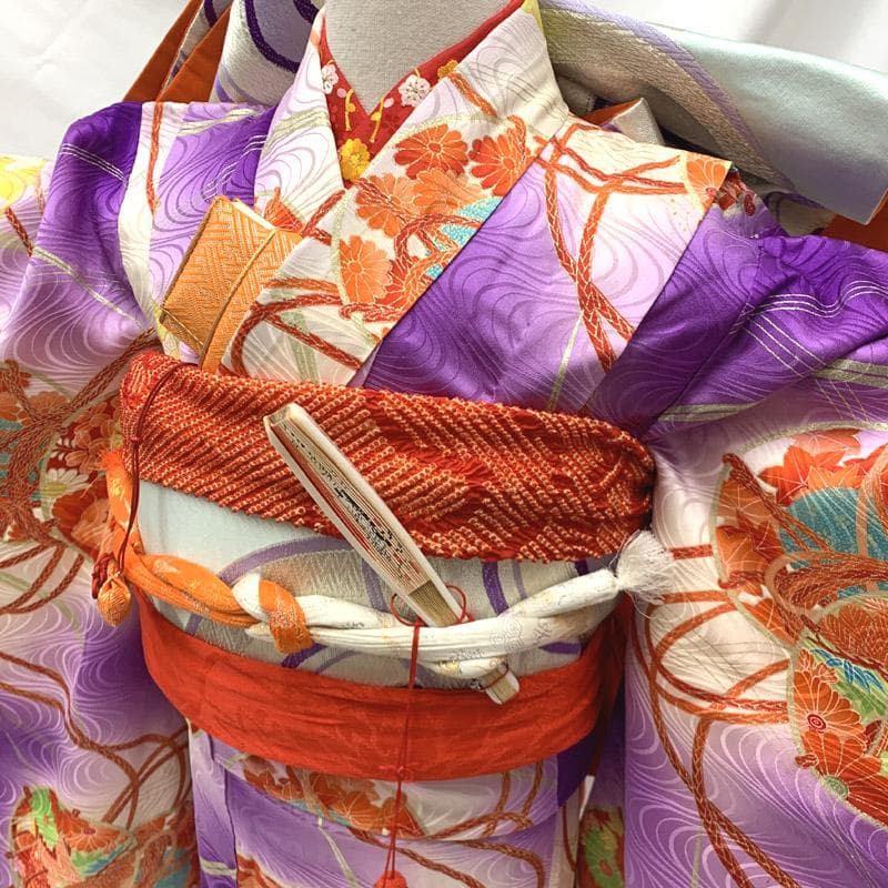 505ag15■七五三 七歳 女児 着物&袋帯&長襦袢 トール 鼓■状態良好