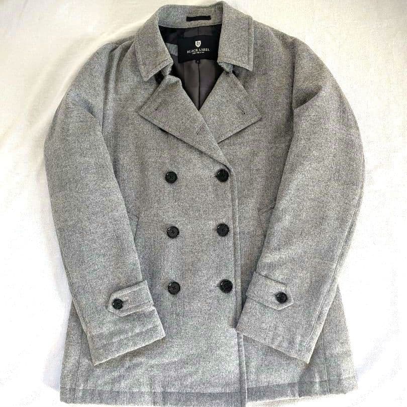 ウールピーコート グレー ダブルボタン ダウンピーコート ダウンコート