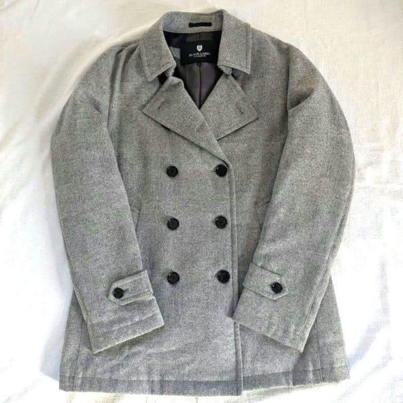 ウールピーコート グレー ダブルボタン ダウンピーコート ダウンコート