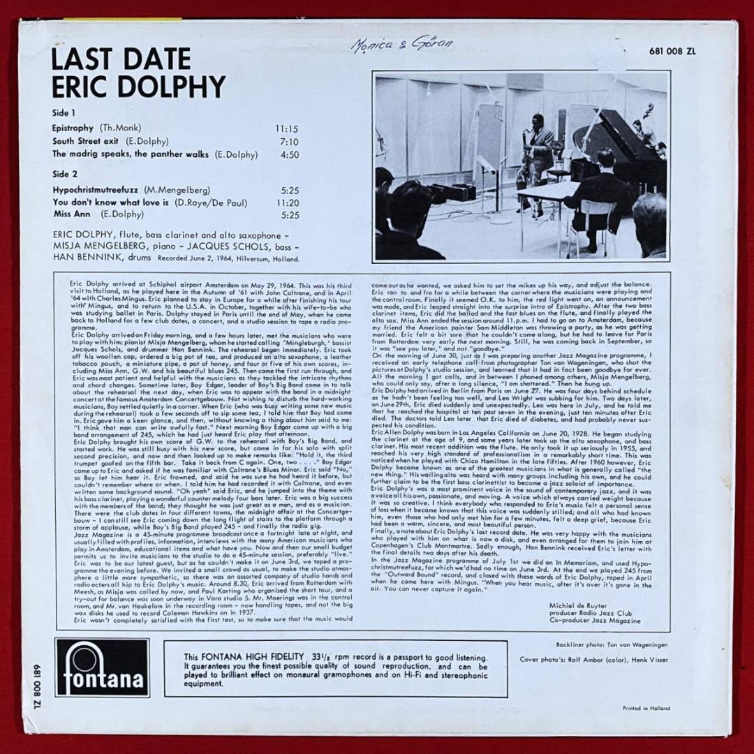 ★超激レア！名盤【オランダ・オリジナル/MONO/深溝DG】エリック・ドルフィー