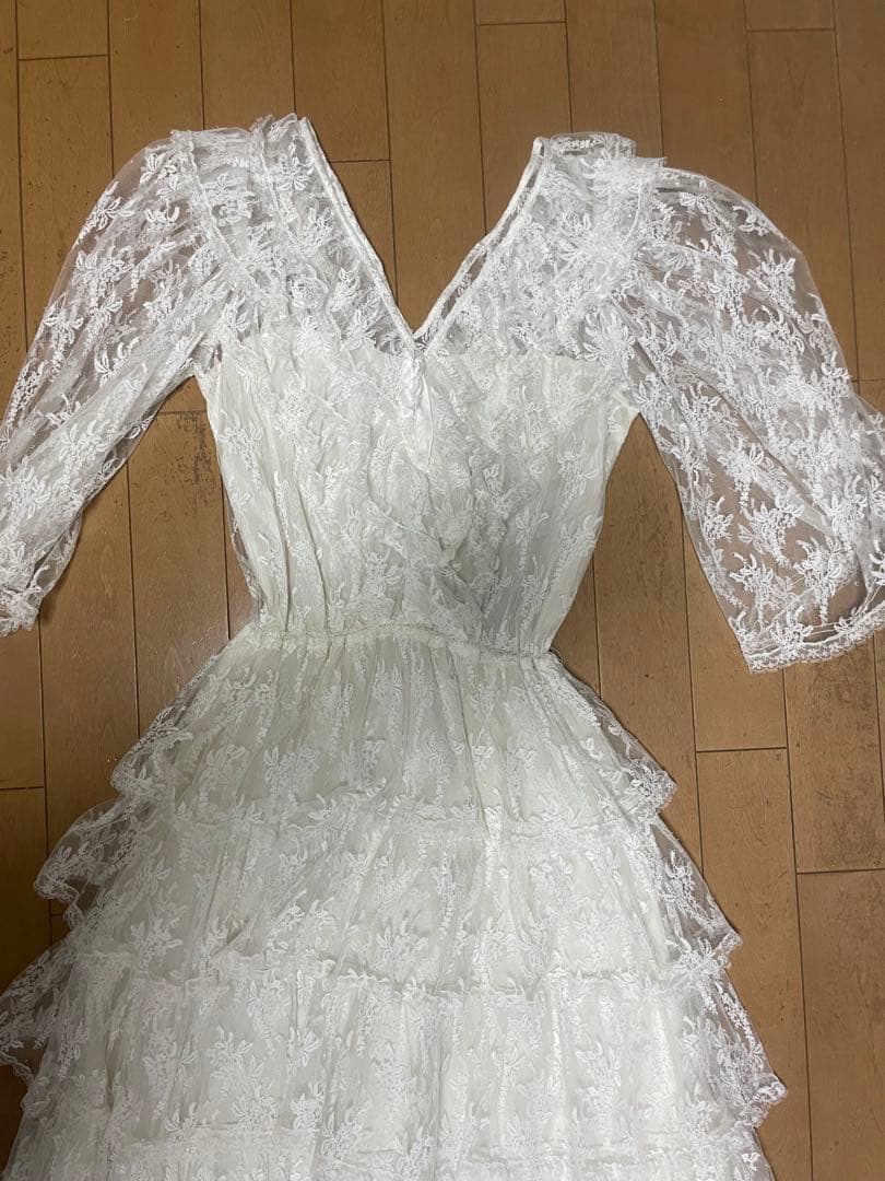 curiosヴィンテージ　レース フリル ワンピース