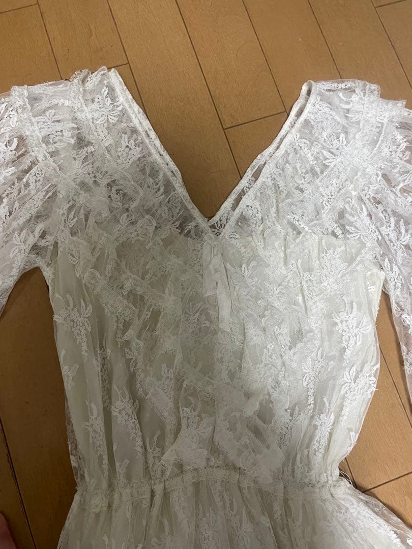 curiosヴィンテージ　レース フリル ワンピース