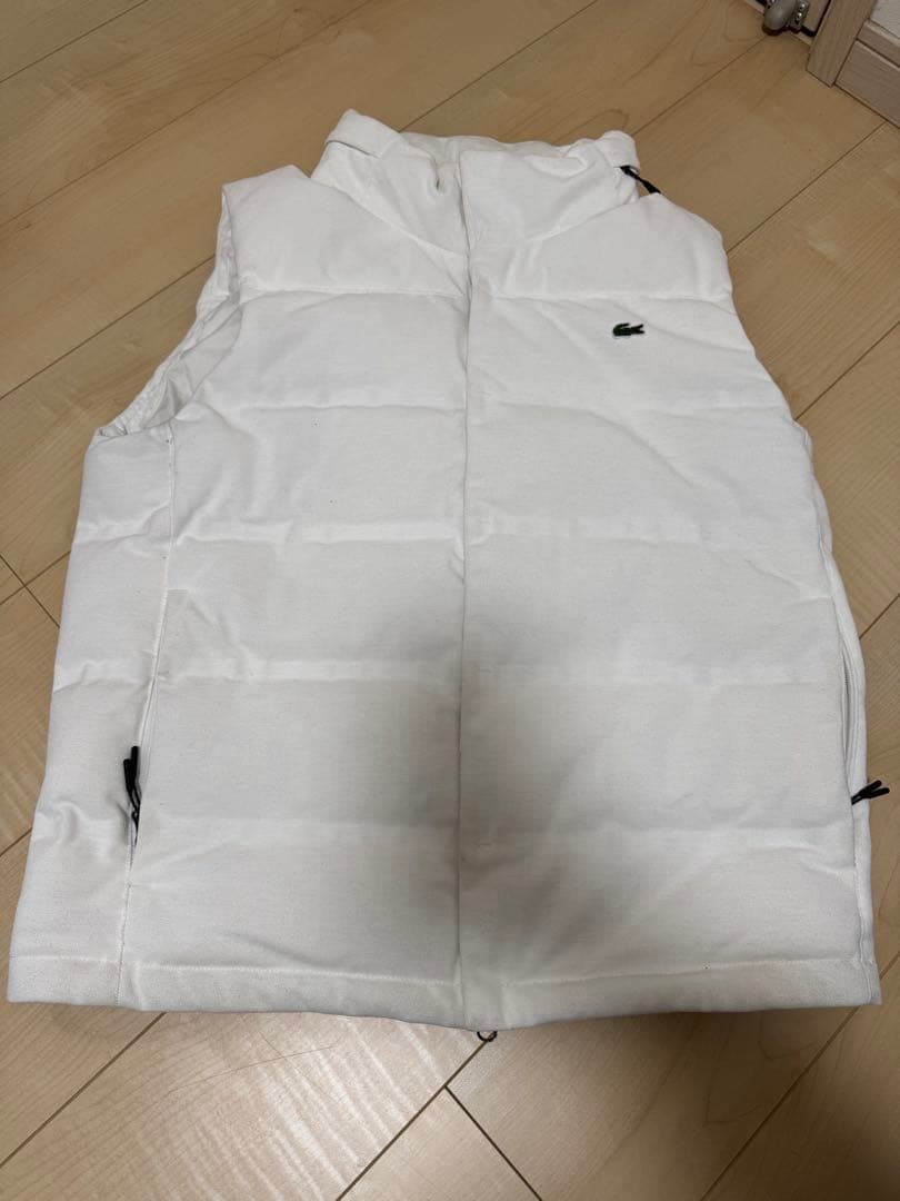 Lacoste ホワイト ダウンベスト フード付き　L