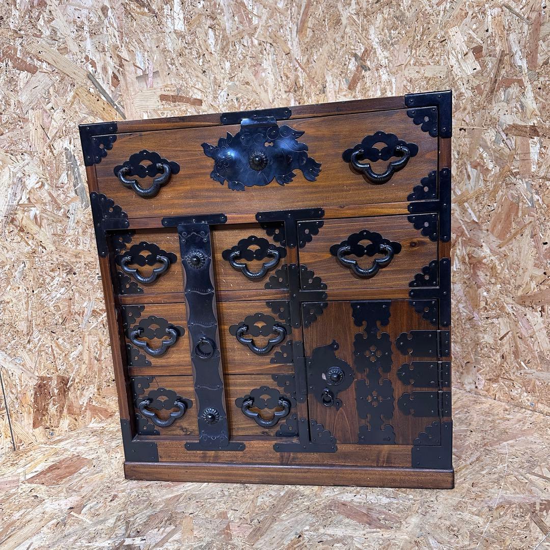 楡材　閂　アンティーク　小箪笥　和箪笥