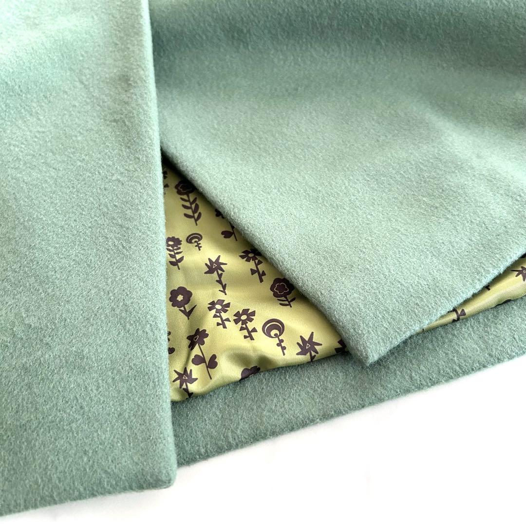 美品 ホコモモラ ウールノーカラーコート 緑 グリーン 大きいサイズ 42 近年