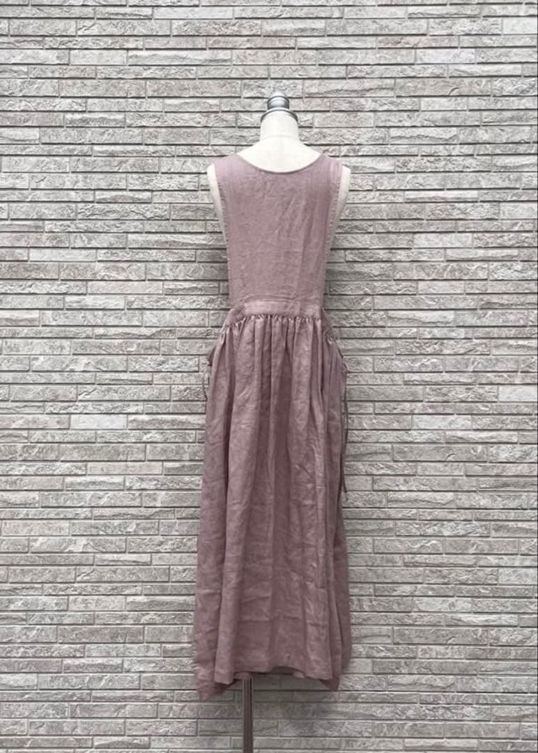 リネンレイヤード2wayエプロンワンピース　パープル