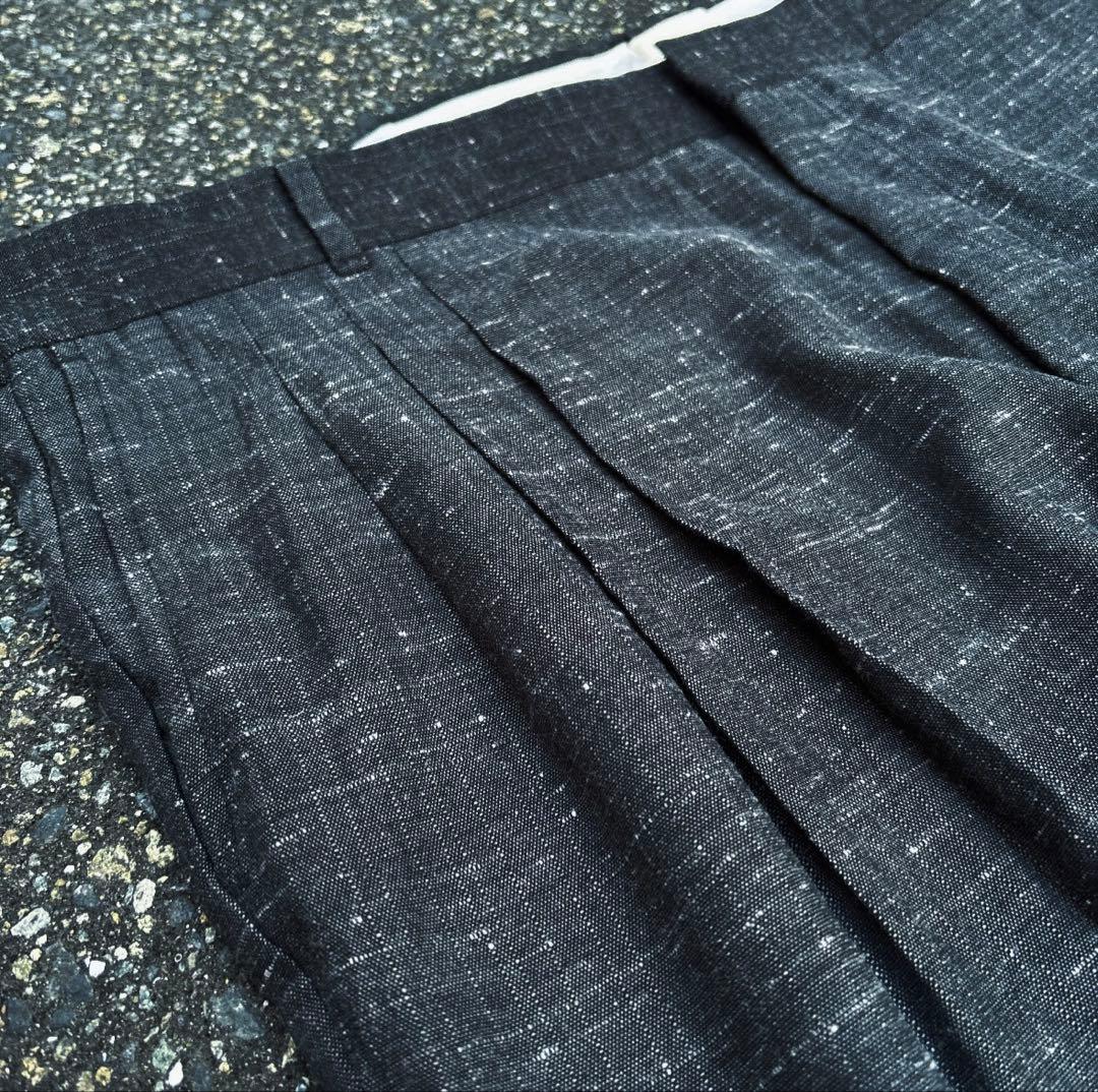 80s 90s ワイドスラックス 絣 ブラック シティーボーイ 希少