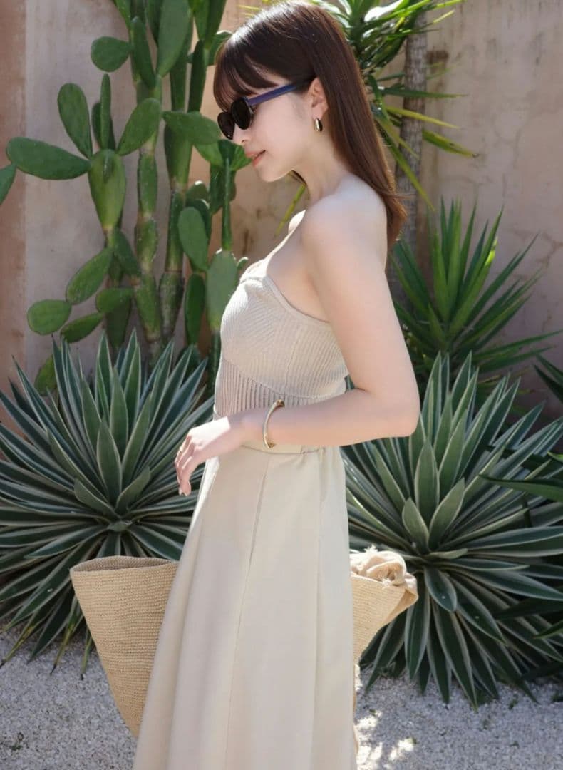 えぬです♡アニュアンス　ニットビスチェオールインワン ベージュ