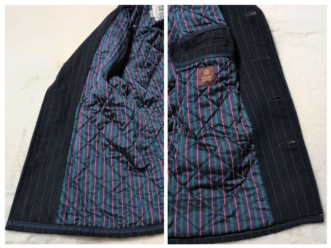 ショット × タケオキクチ ピーコート 740N マルチストライプ