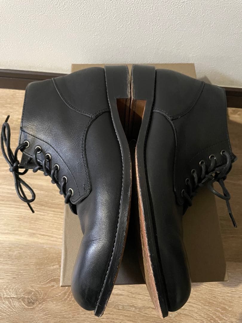 PADRONE ブラックレザーシューズ ジッパー付き パドローネ　27.5