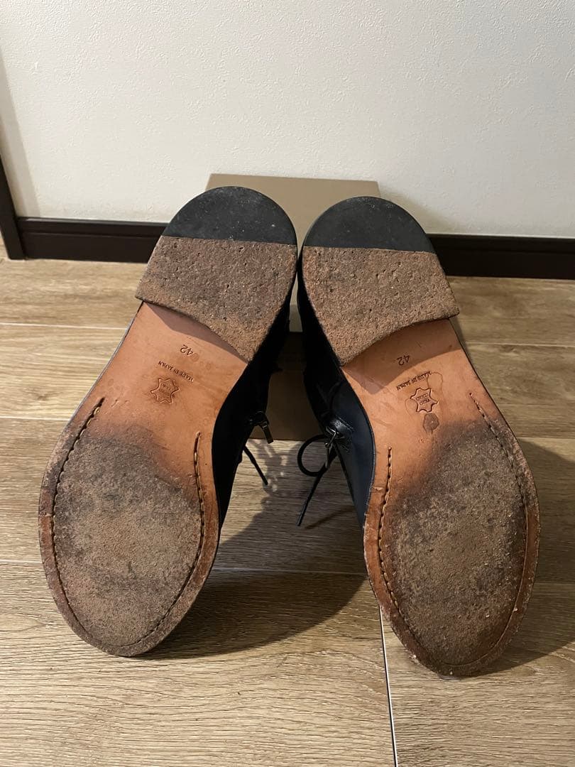 PADRONE ブラックレザーシューズ ジッパー付き パドローネ　27.5