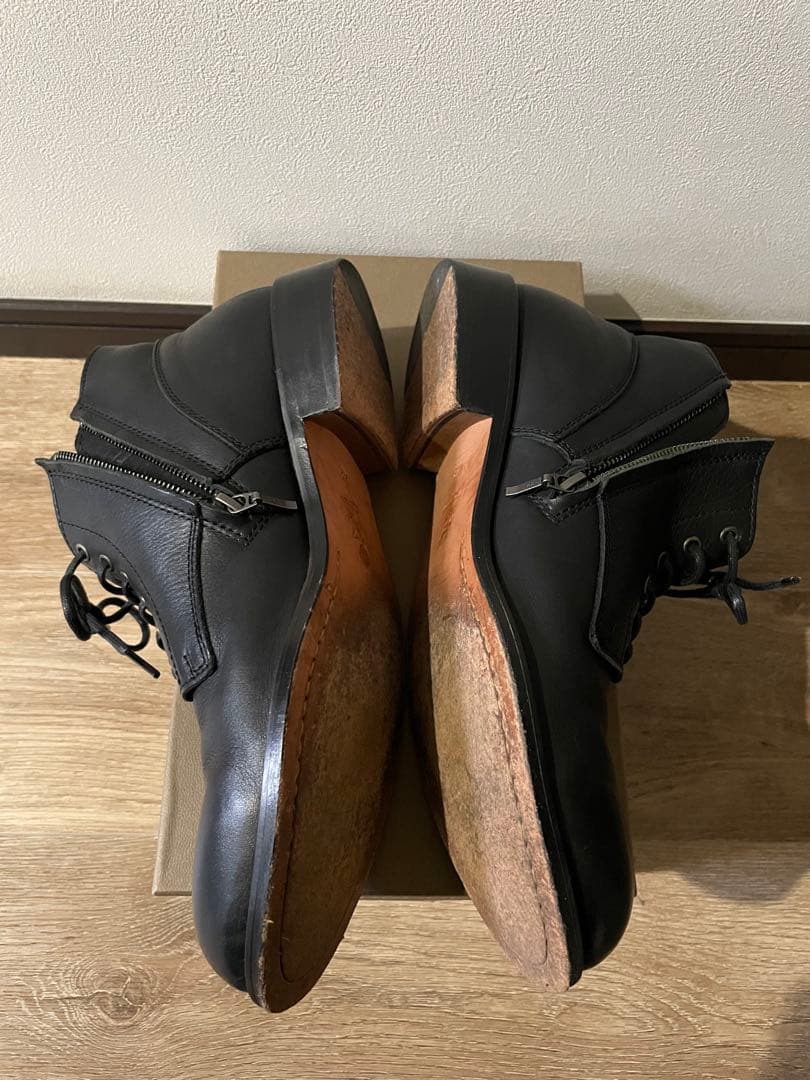 PADRONE ブラックレザーシューズ ジッパー付き パドローネ　27.5