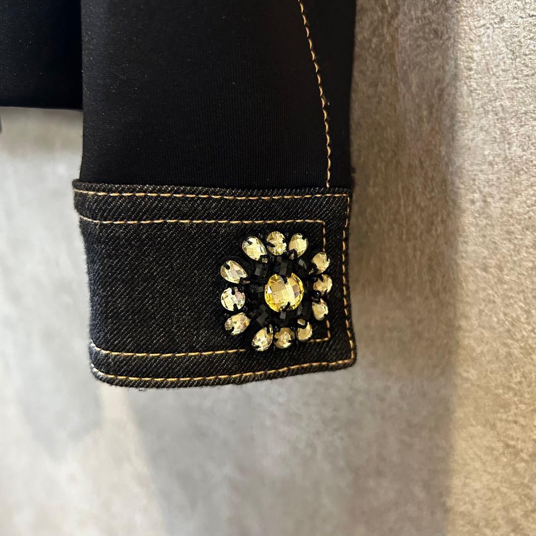 スーパービューティー Gジャン パーカー 黒 40 ビジュー