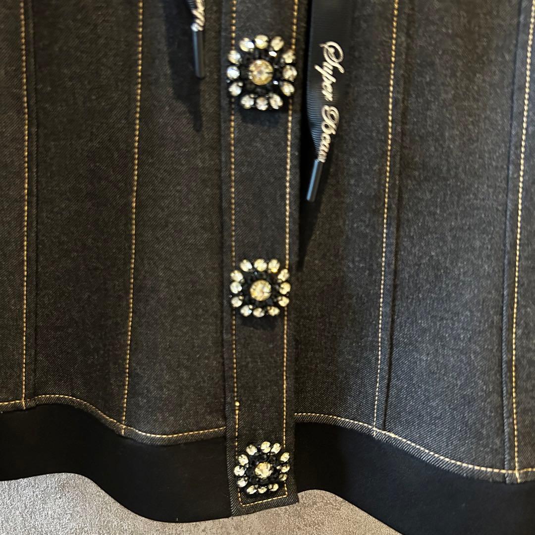 スーパービューティー Gジャン パーカー 黒 40 ビジュー