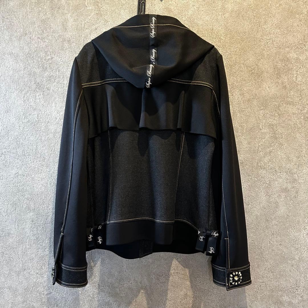 スーパービューティー Gジャン パーカー 黒 40 ビジュー