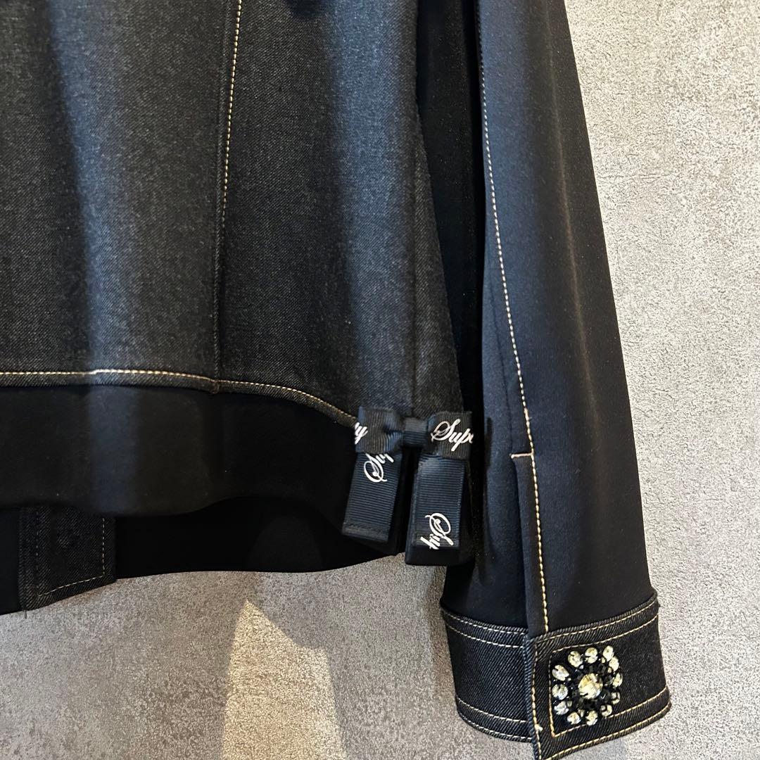 スーパービューティー Gジャン パーカー 黒 40 ビジュー