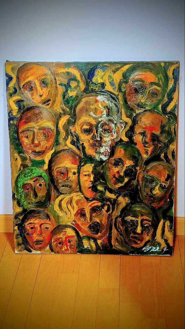 H*O様 抽象画 顔の集合 油彩画