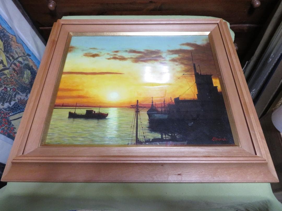 ◆ 荻島秀峰　「釧路港」　油彩　F8号　愛知県出身　伊豆美術協会会員　◆