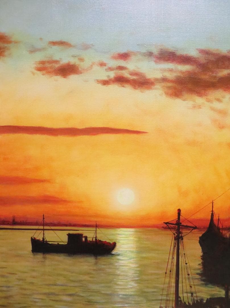 ◆ 荻島秀峰　「釧路港」　油彩　F8号　愛知県出身　伊豆美術協会会員　◆