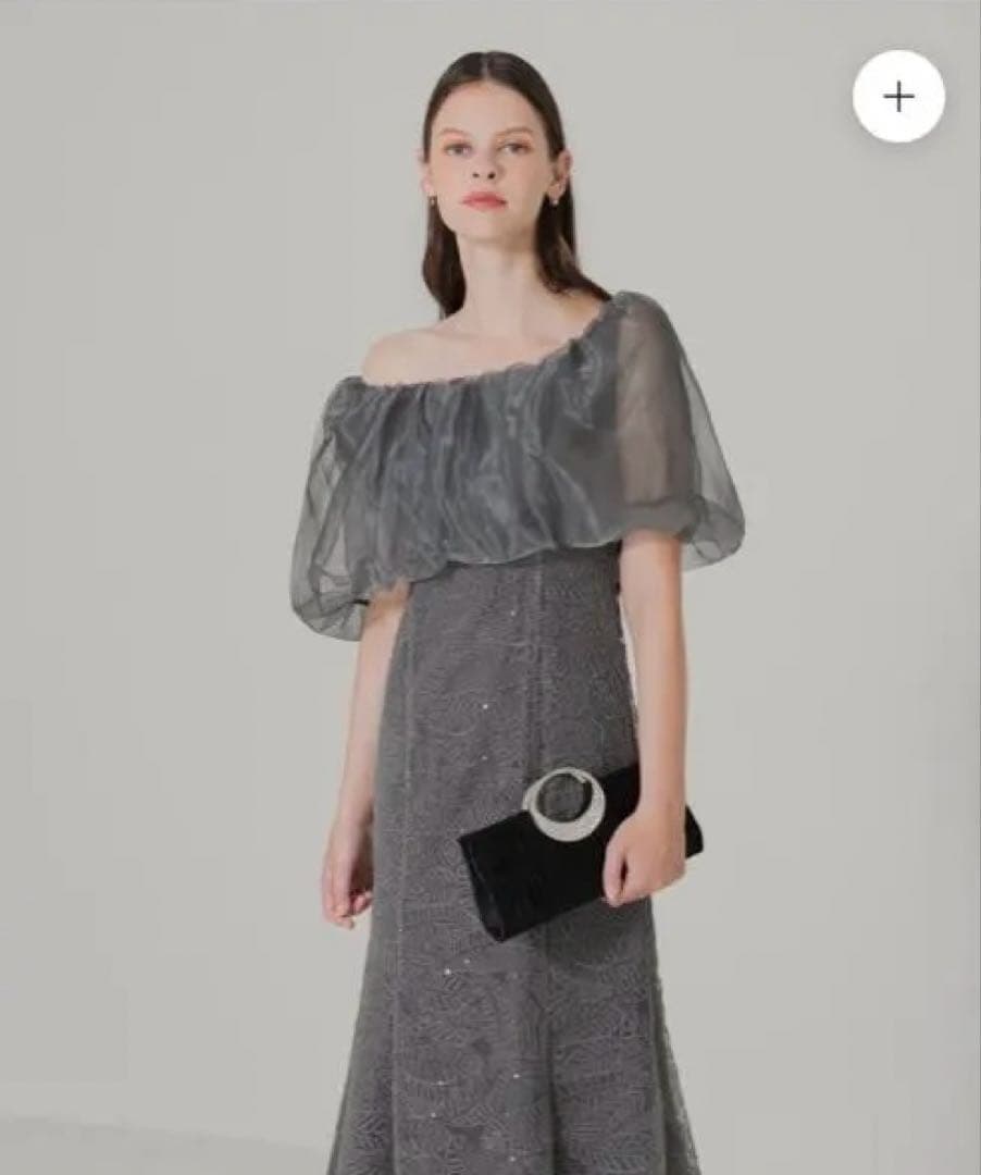 LEJA 2WAYオフショルダーパフスリーブドレス グレー